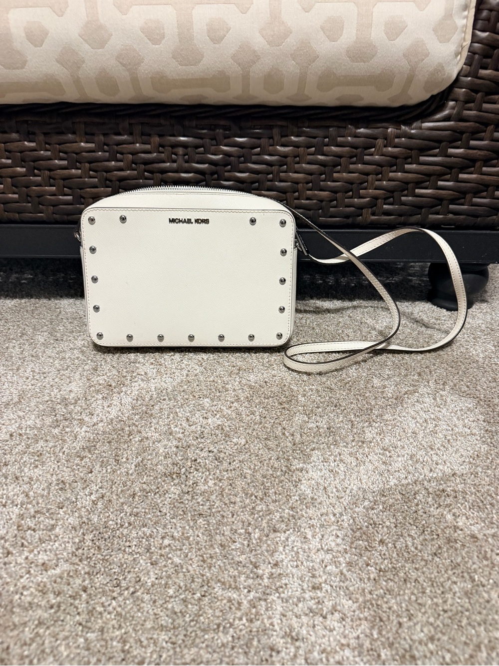 Michael Kors Ivory Studded Leather Crossbody